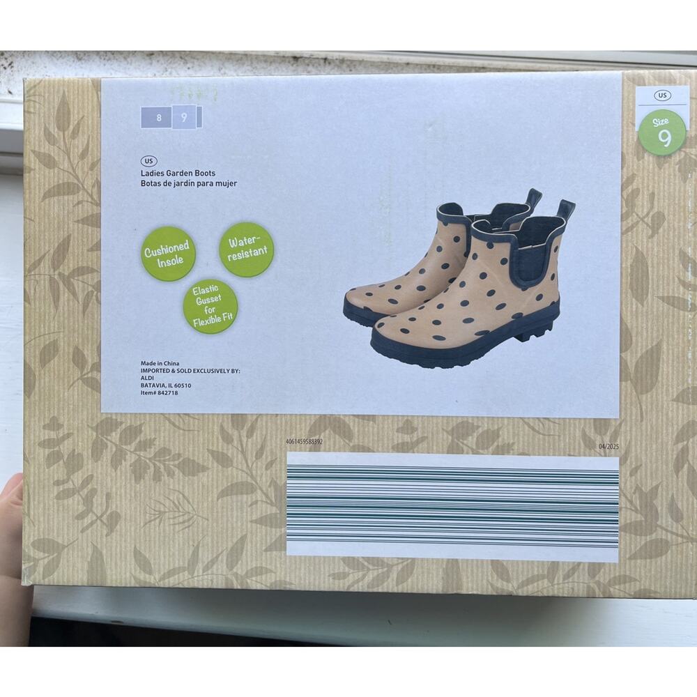 Gardenline Rubber Ankle Rain & Garden Boots Women’s Size 9 Polka Dots New In Box - Picture 5 of 5